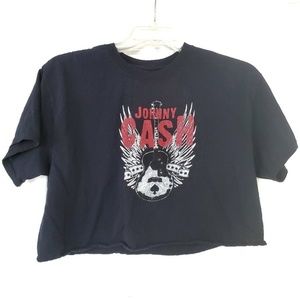 Johnny Cash black Black Crop Top Shirt
